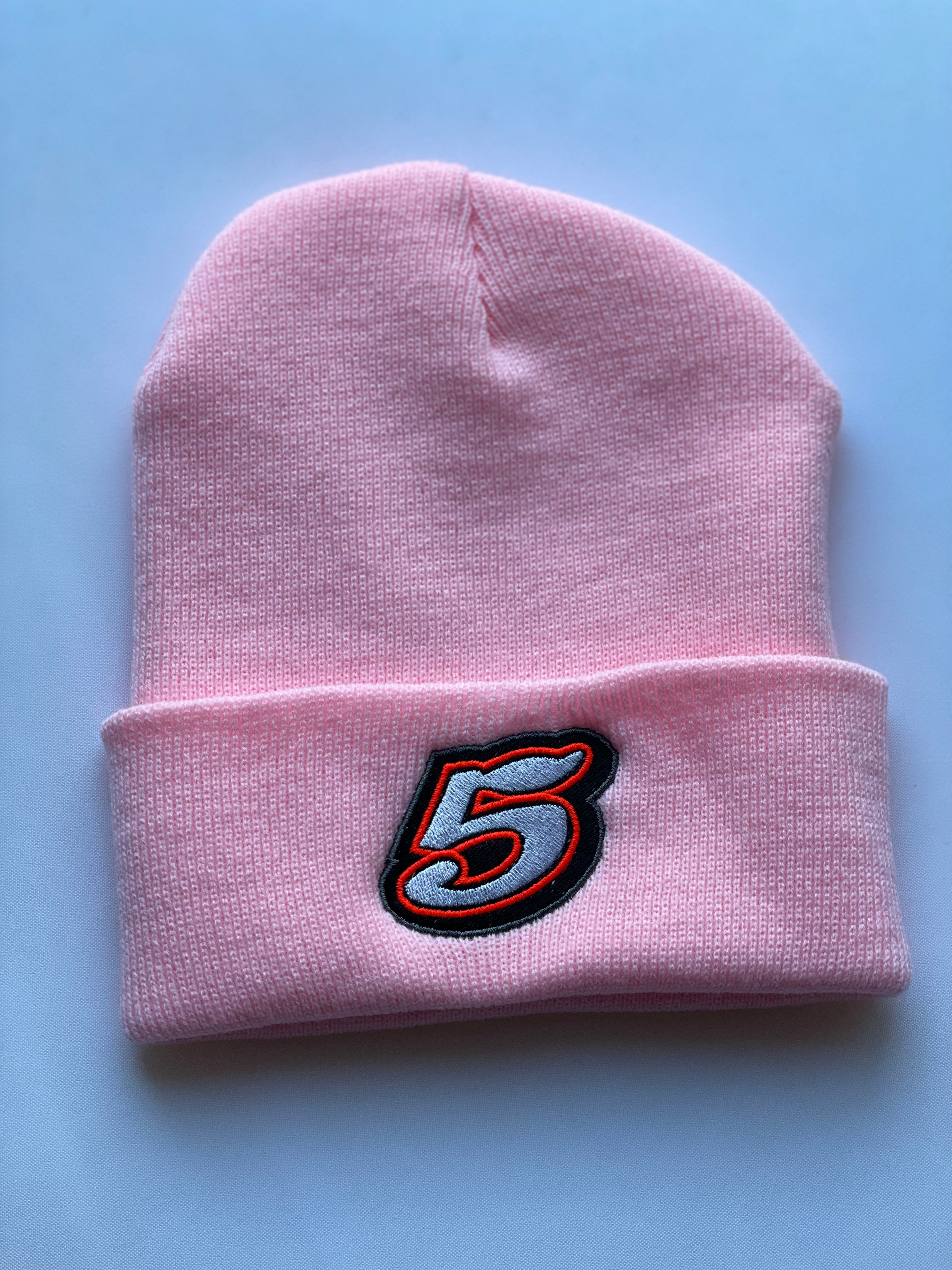 Light Pink/Neon Orange Beanie – Spencer Bayston Racing
